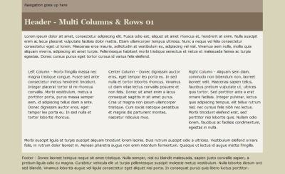 Three column flexible width layout