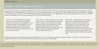 Three column flexible width layout