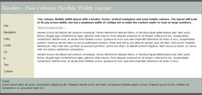 Two column flexible width layout